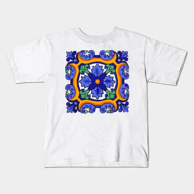 Talavera Blue Burst Kids T-Shirt by jgeiger714